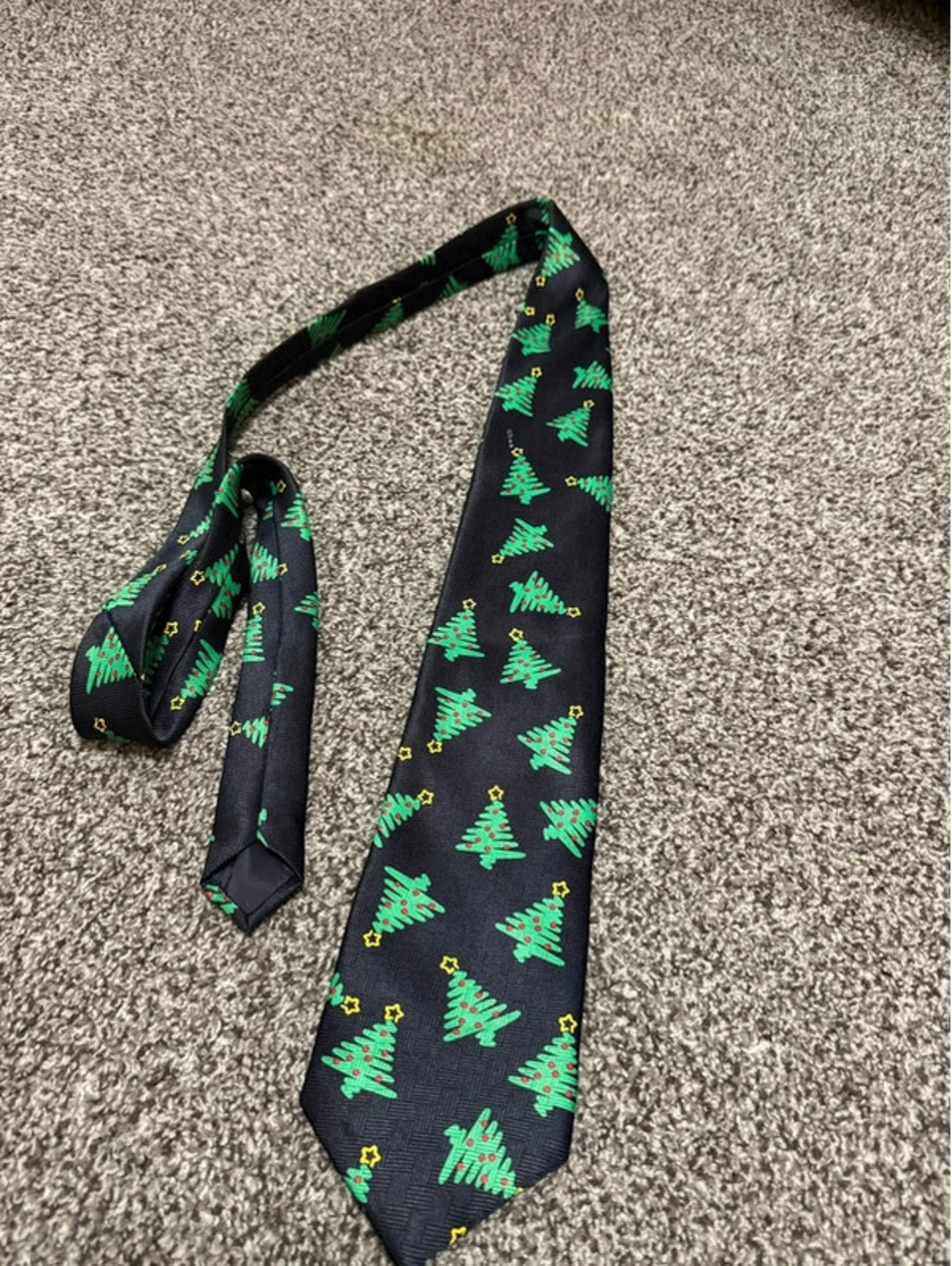 Noel Holiday Collection Christmas Tree Tie Black Green Metallic Men’s Necktie